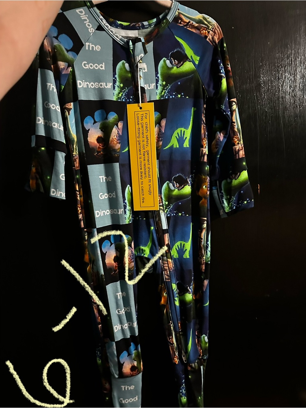 BAMBOO Navy and Green The Good Dinosaur Zipper Footed One-Piece